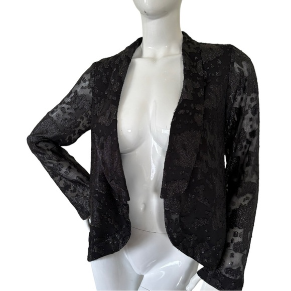 BCBGeneration blazer jacket shawl leopard shimmer design cutout open back NWT M - Picture 3 of 17